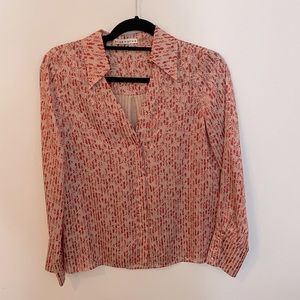 Alice and Olivia Red Patterned Long Sleeve Top